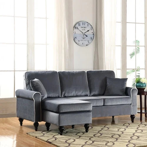 Velvet Sectional Sofa with Reversible Chaise F5747