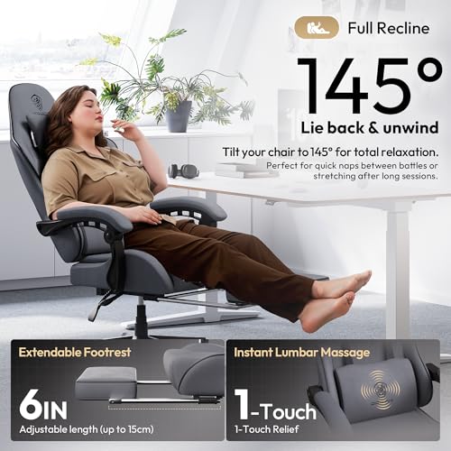 Black Green Fabric Gaming Chair with Footrest F788
