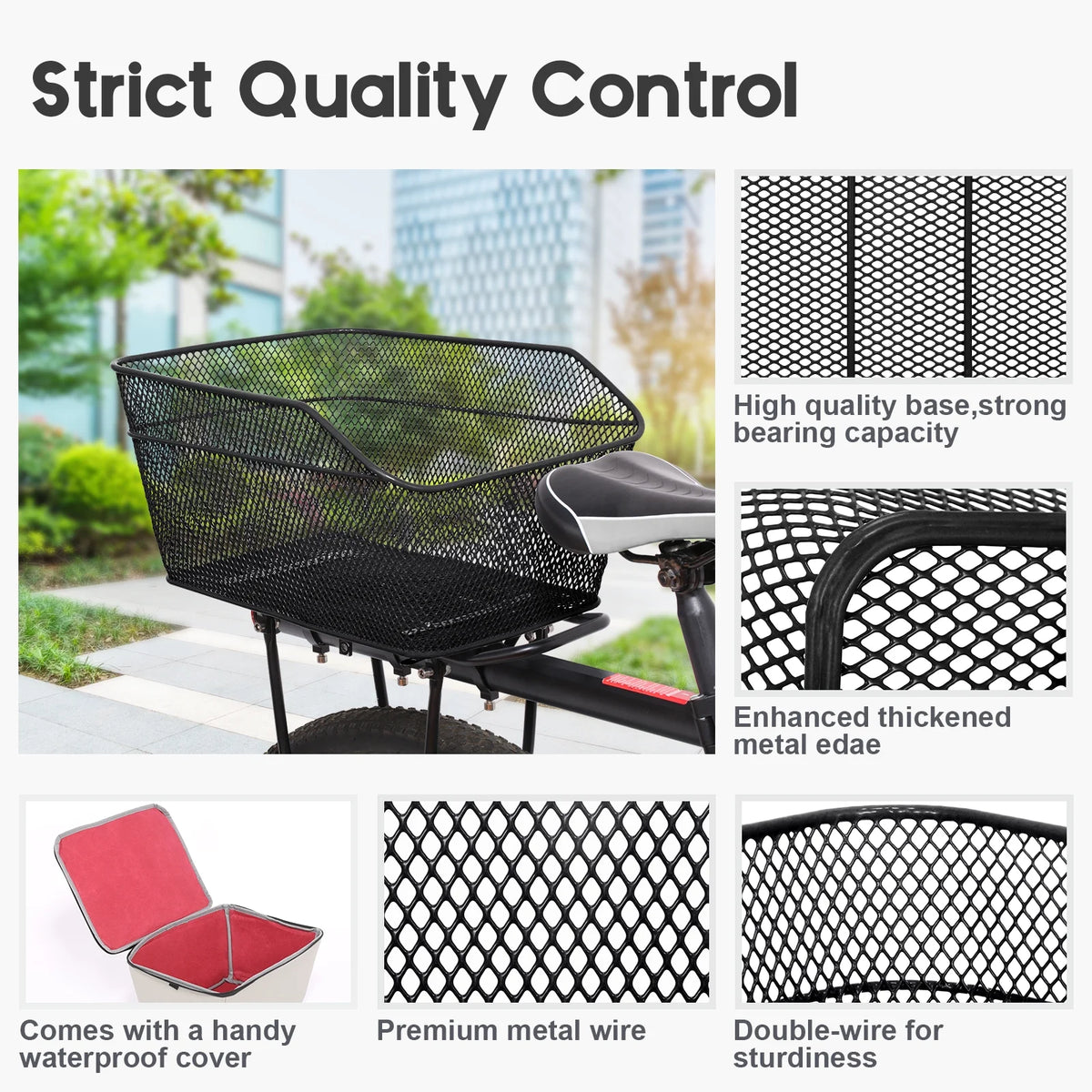 Metal Wire Waterproof Rear Bike Basket 20 L B272