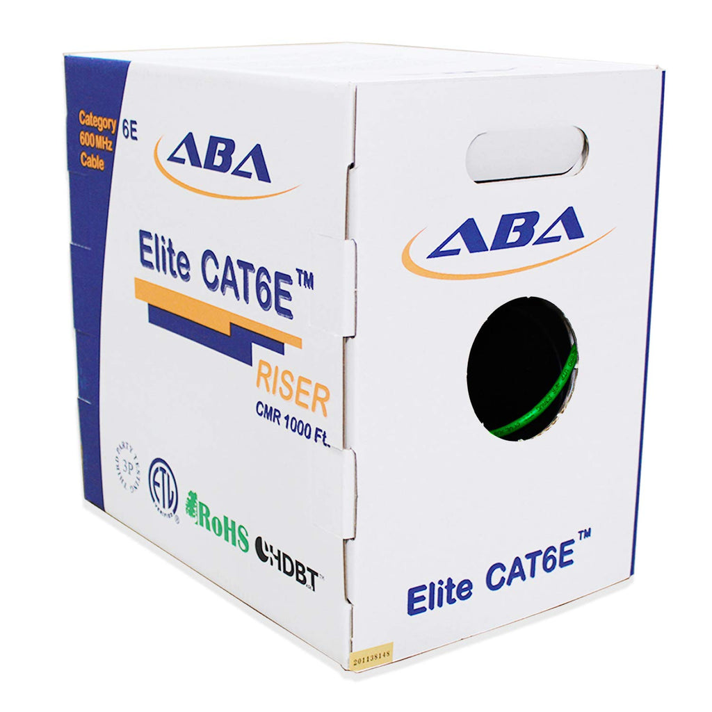 Blue 1000ft UTP 24AWG Solid Bare Copper CAT6E Riser Ethernet Cable J885930
