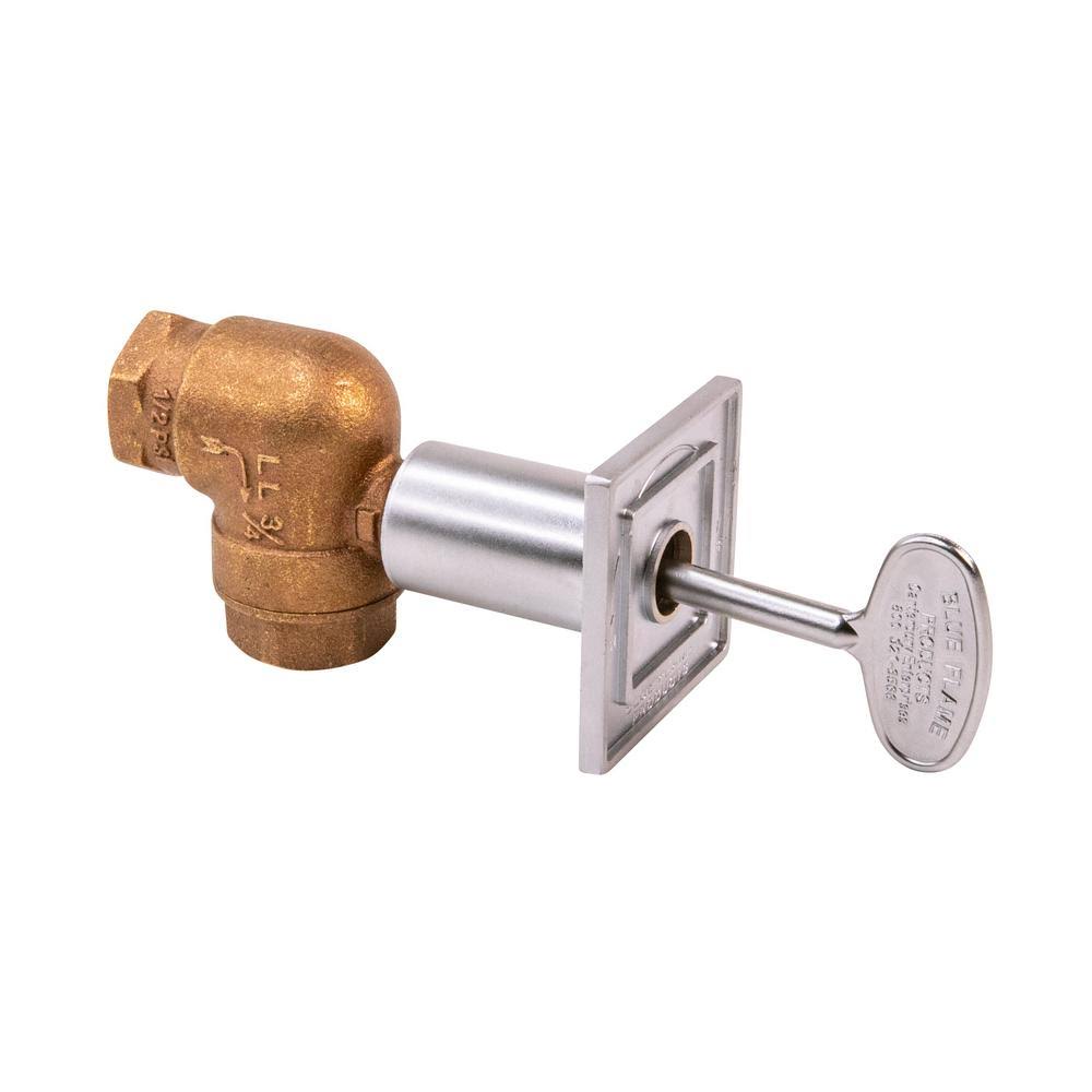 Square Gas Valve Flange and Key with 3/4 in. Quarter Turn Angled Valve Y4084