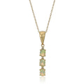 10k Yellow Gold Ethiopian Opal & Diamond 3-Stone Pendant Necklace H9510