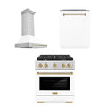 30 In. Gas Range, Range Hood, Dishwasher in White U5033