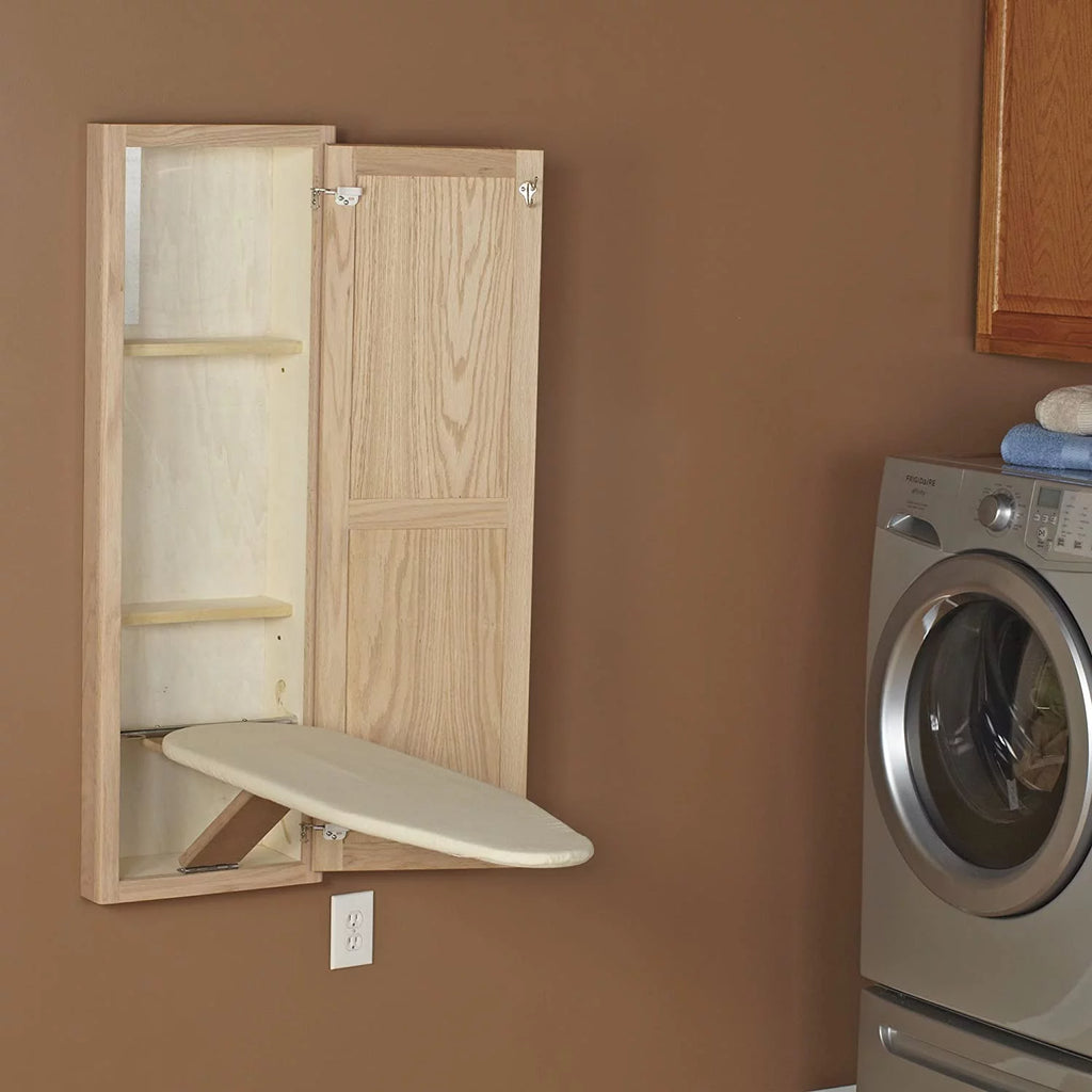Recessed Ironing Board Cabinet with Storage Shelves J40958