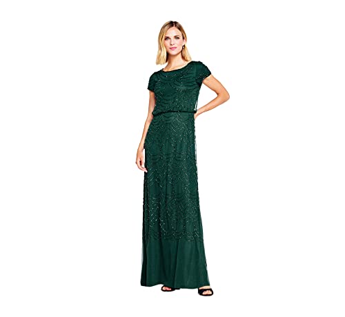 Short Sleeve Blouson Beaded Gown C86401