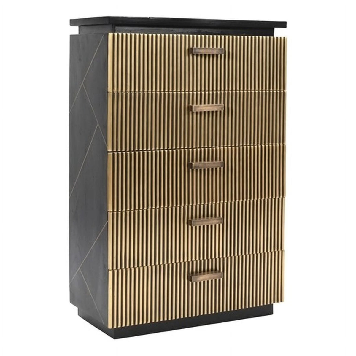 5-Drawer Wood Chest in Black/Gold T5702