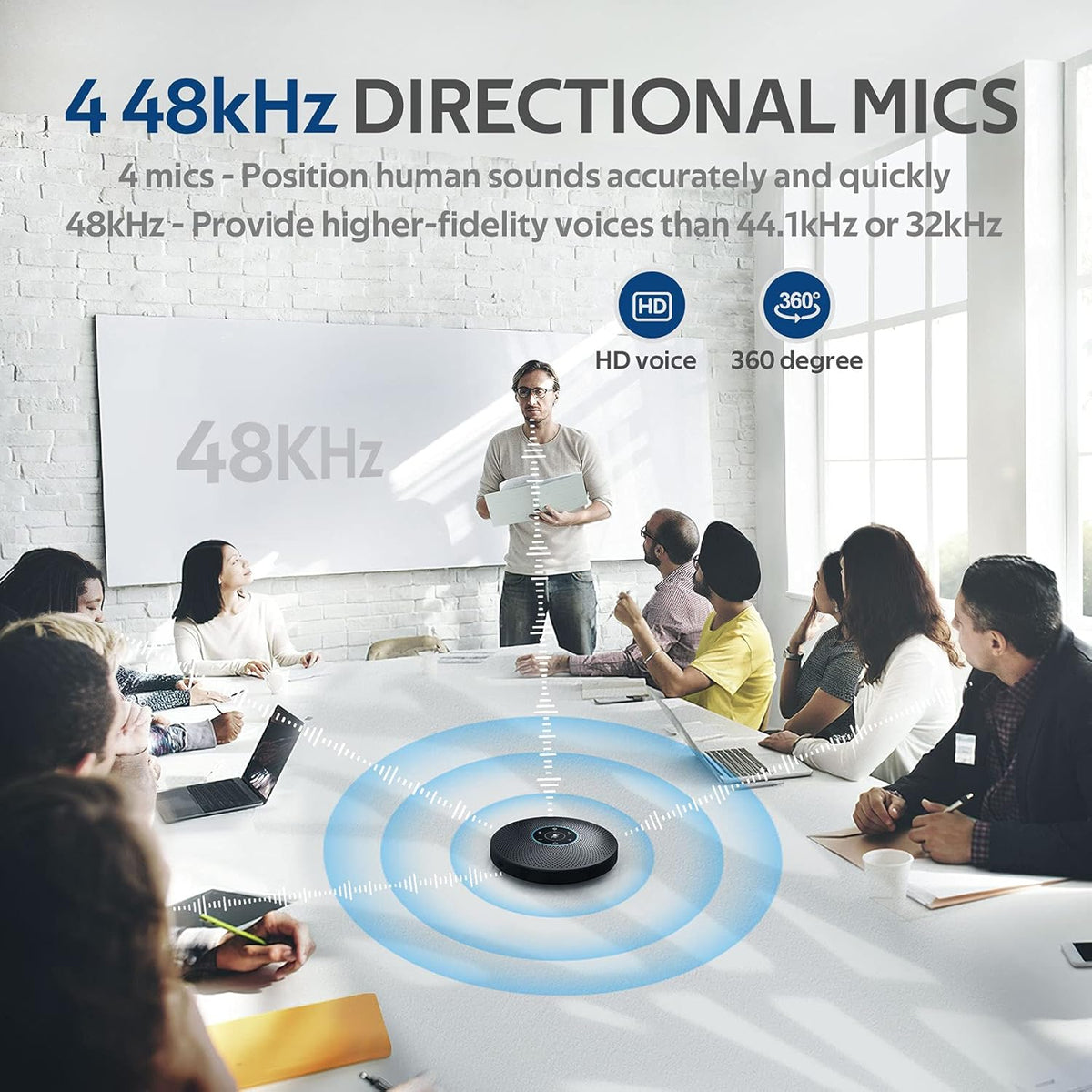 Bluetooth Speakerphone with 4 Directional Mics G703