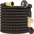 50 ft Expandable Garden Hose with 10 Functions Spray Nozzle, 3/4" Solid Brass Connector M2972