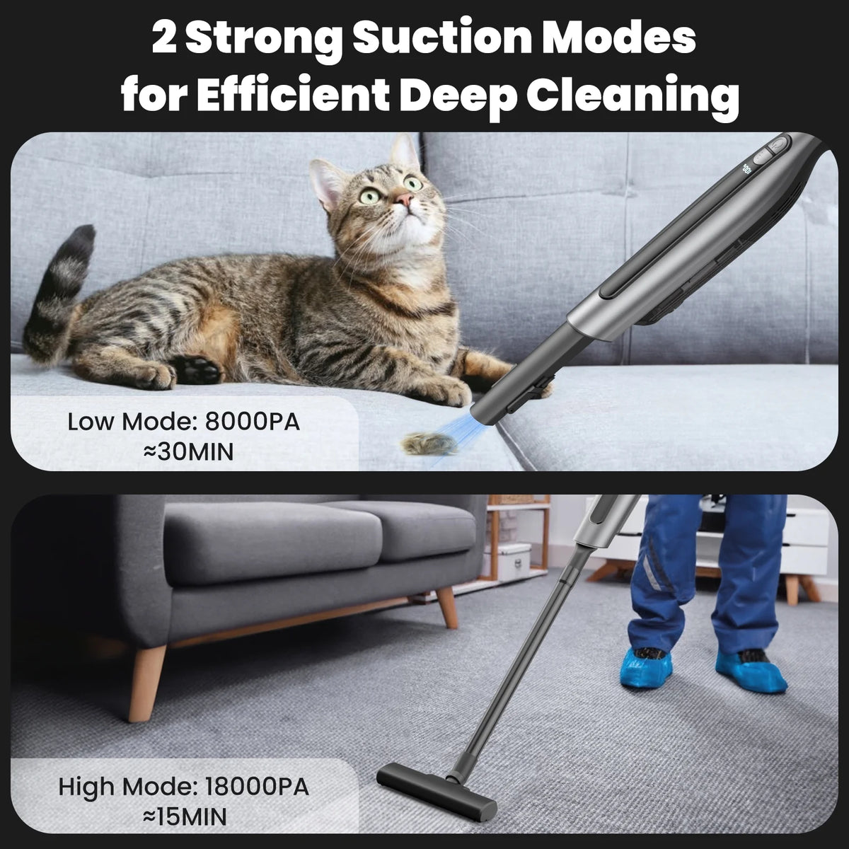 Handheld Vacuum Cleaner Cordless 18000PA 7500mAh Rechargeable Car Vacuum with 2 Suction Modes D16262