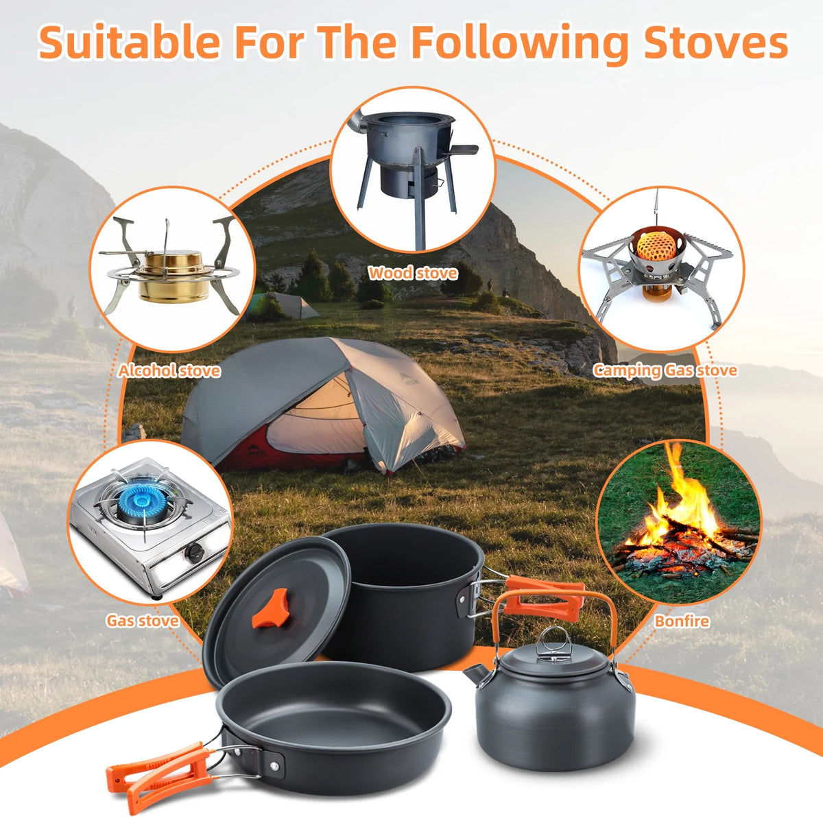 16pcs Camping Cookware Set L536795