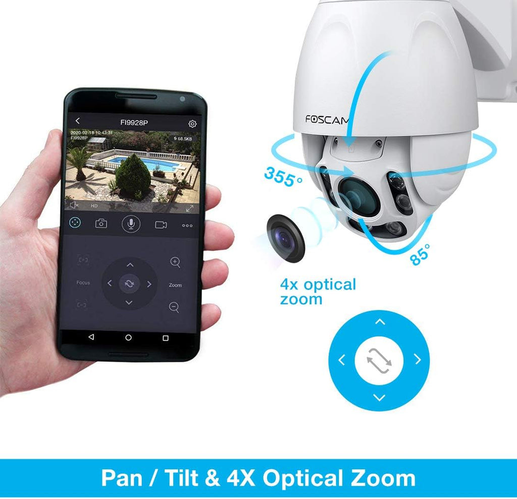 White Outdoor PTZ 4x Optical Zoom HD 1080P WiFi Security Camera I31731