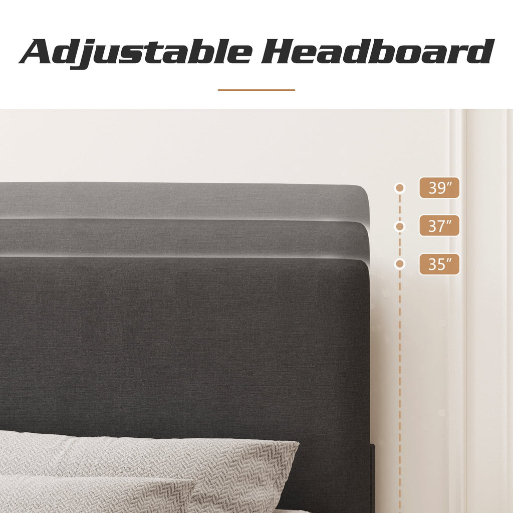 Queen Size Dark Gray Upholstered Bed Frame Q533239
