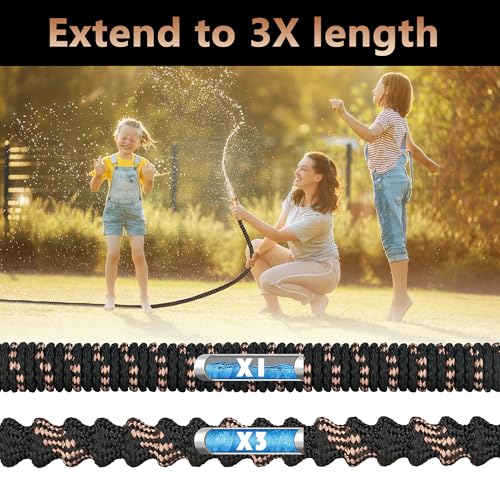 50 ft Expandable Garden Hose with 10 Functions Spray Nozzle, 3/4" Solid Brass Connector M2972