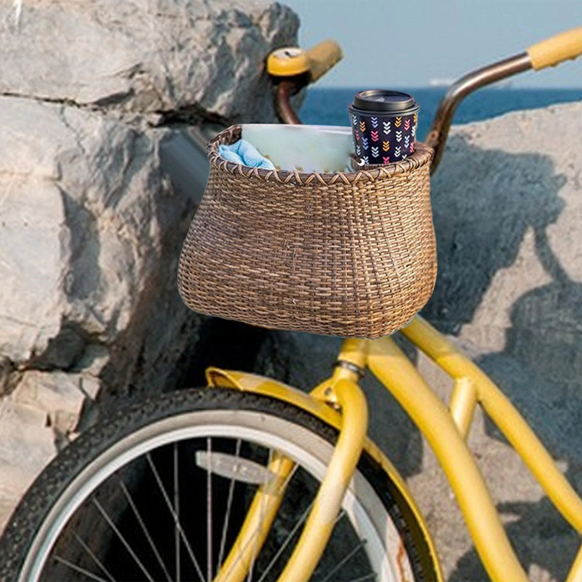 Woven Detachable Handlebar Bike Basket S386