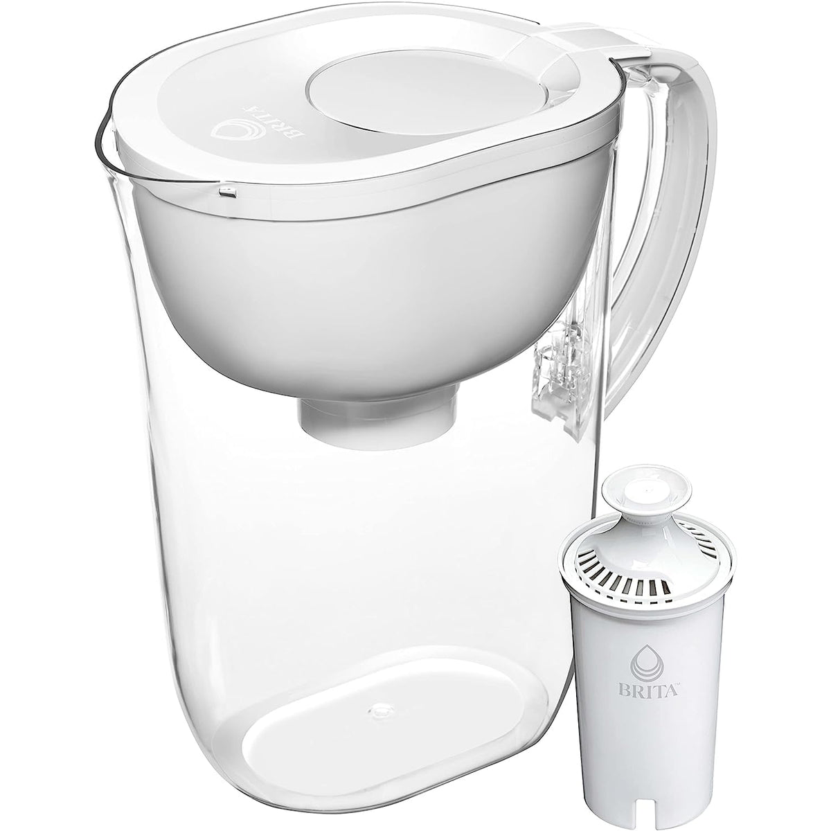 Large 10-Cup BPA Free White Water Filter Pitcher with 1 Standard Filter Q596143