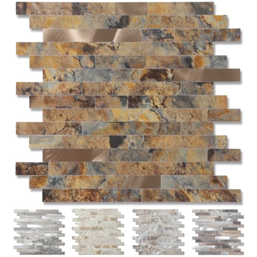 20 Sheets Peel and Stick Stone Metal Tile Backsplash (12'' X 12'') J8992