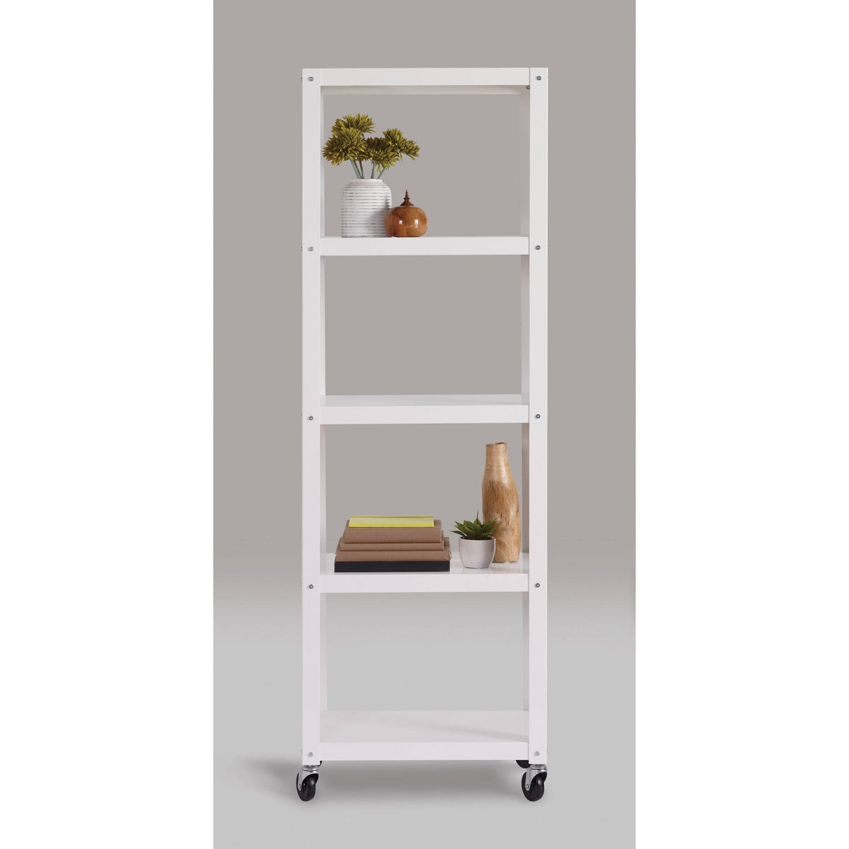 Industrial Modern Mobile 5-Shelf Bookcase Cart Black M40435