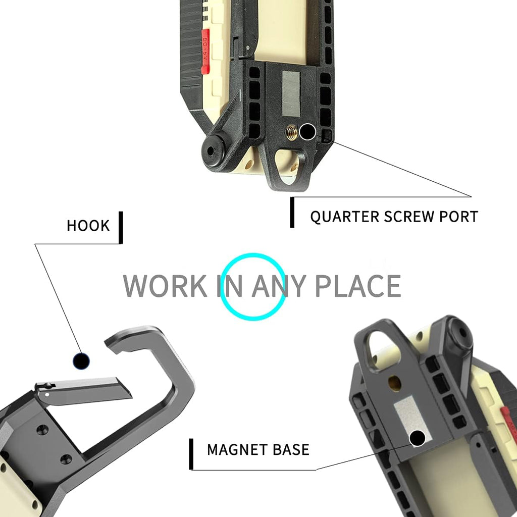 LED Work Light, COB Rechargeable Flashlight with Magnetic Base & Hanging Hook, Pack of 2 R183996