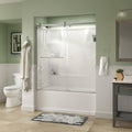 Frameless Sliding Bathtub Door in Chrome with Niebla Glass S39521