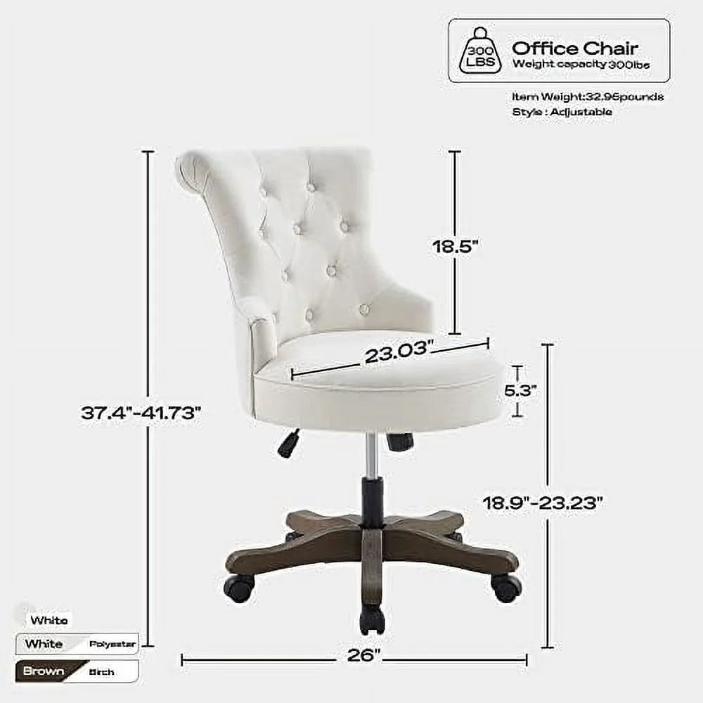 Adjustable Swivel Linen Fabric Upholstered Office Chair with Wheels X100