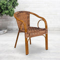 Dark Red Bamboo-Aluminum Indoor-Outdoor Restaurant-Patio Chair with Brown Rattan U457435