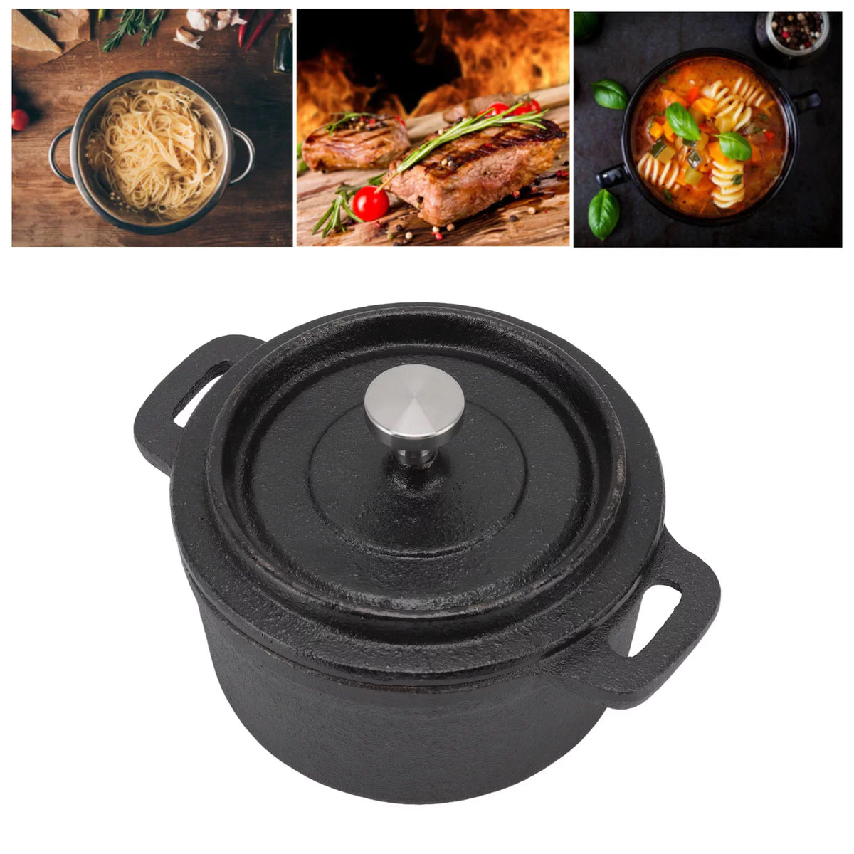 Cast Iron Cooking Pot with Lid 20CM W921