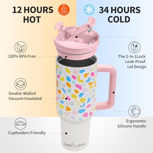 40oz Stainless Steel Insulated Tumbler with Handle and Straw S9914