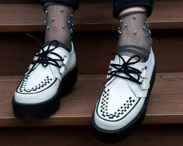 White Leather Creeper Shoes E636