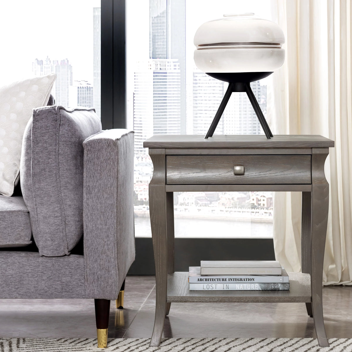 One Drawer Side Table and Shelf G600