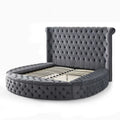 Gray Upholstered Round Storage Queen Size Bed N78004