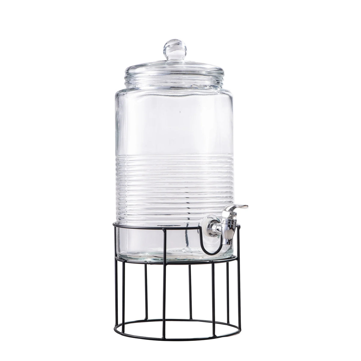 Clear Glass Drink Dispenser with Spigot and Stand X228