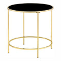 Brass Coating Round Glass Top End Table F35109