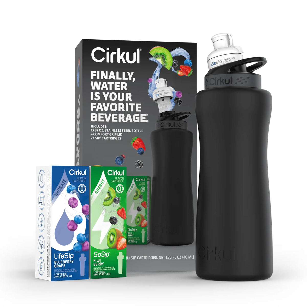 32oz Rose Gold Stainless Steel Water Bottle Starter Kit with Lid and 2 Flavor Cartridges U298