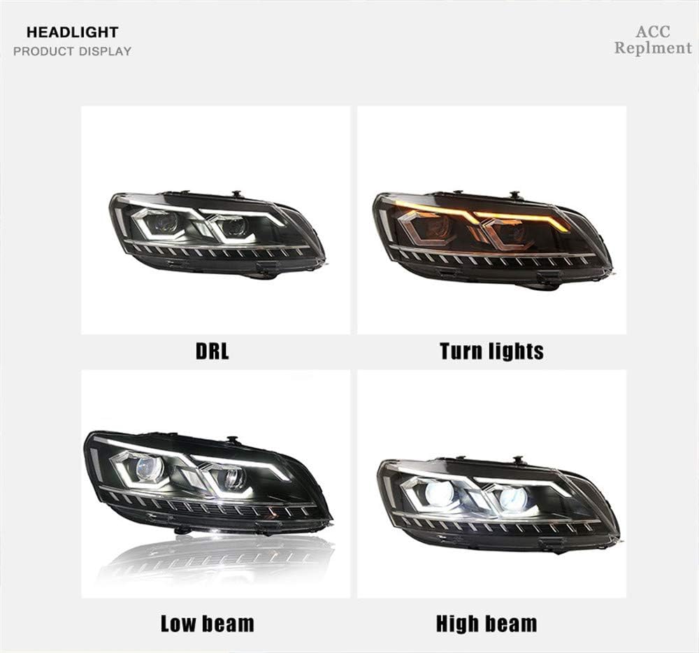 2PCS Headlight Assemblies Bi-Xenon Projector Double Beam HID With LED Daytime Running Lights Y9169