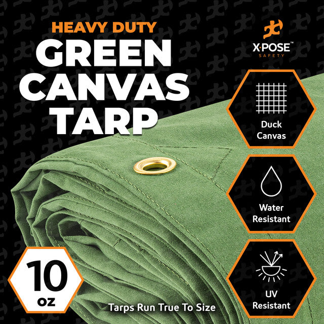 10oz Green Poly Canvas Tarp with Brass Grommets L9345