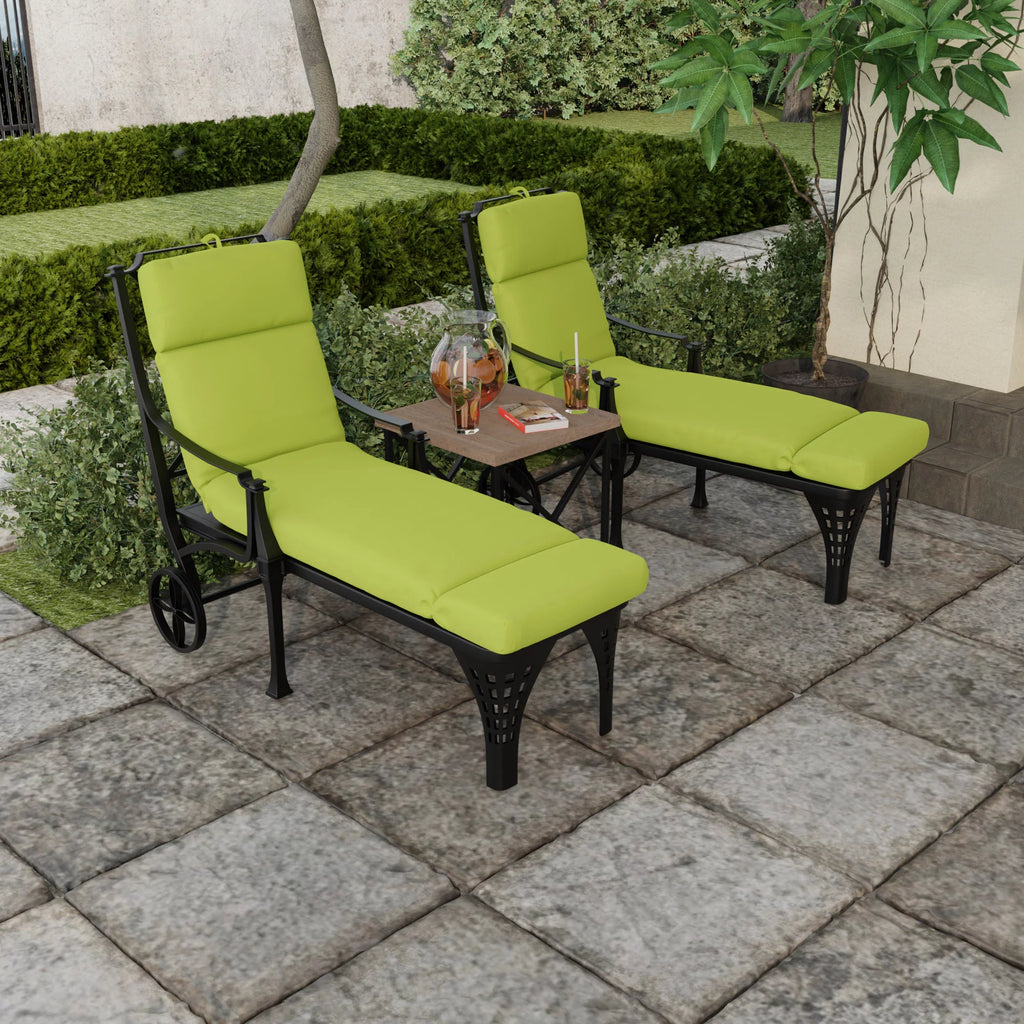 Yellow Rectangular Outdoor Chaise Lounge Cushion with Ties H890