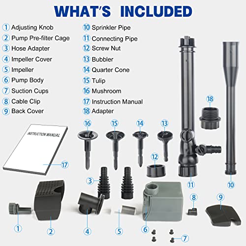 185GPH Submersible Fountain Pump with Fountain Kits S8678