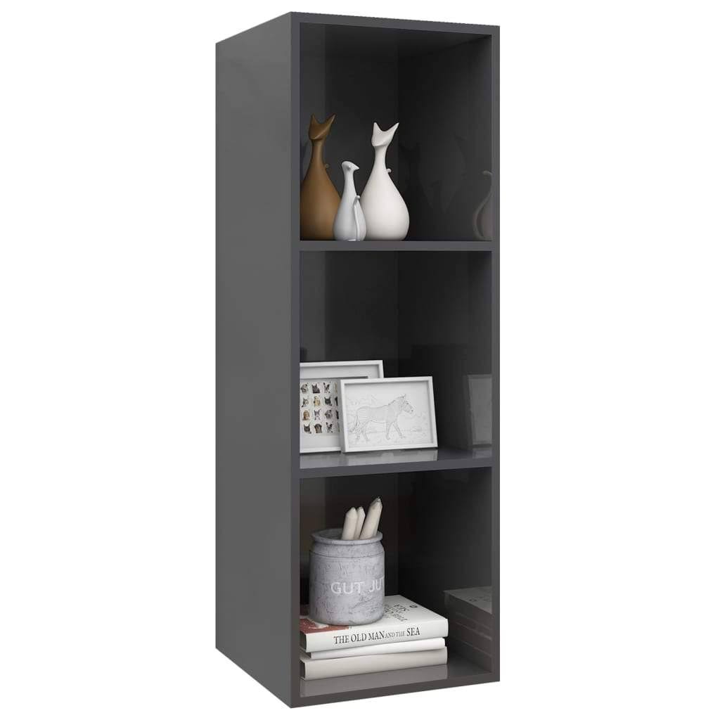 High Gloss Gray Wall-Mounted TV Cabinet Chipboard S57280