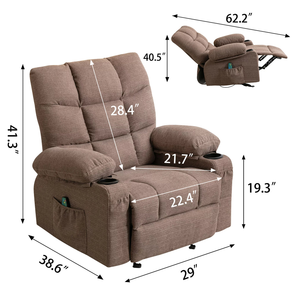Manual Rocking Recliner Chair with 2 cup holders D2563