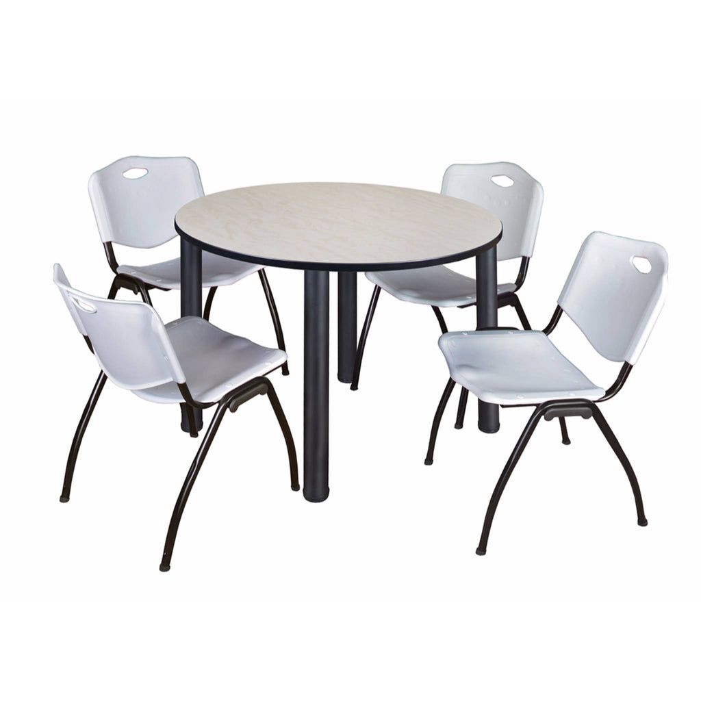 48 in. Round Breakroom Table with 4 Stack Chairs U30346
