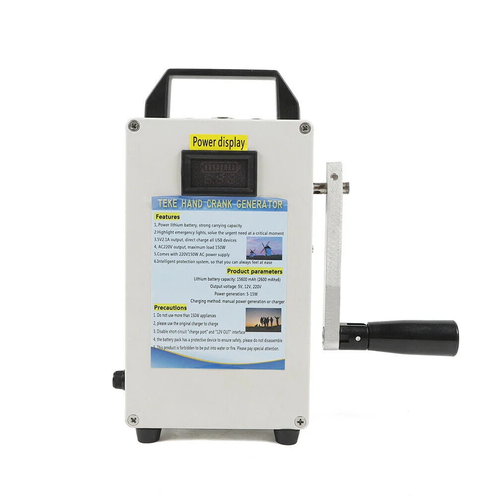 Portable Hand Crank Generator Emergency Power Supply USB Charger O89056