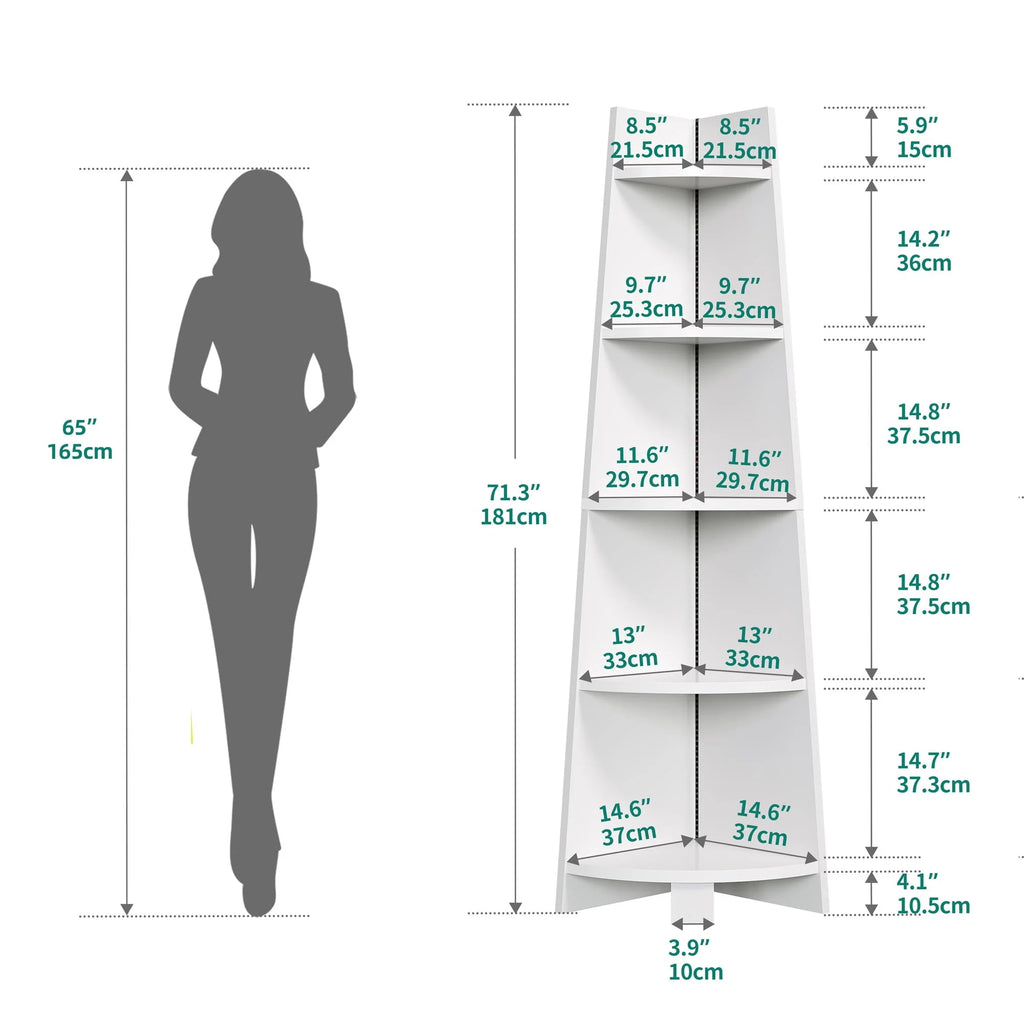 White 5 Tier Corner Shelf with Led Light C924607