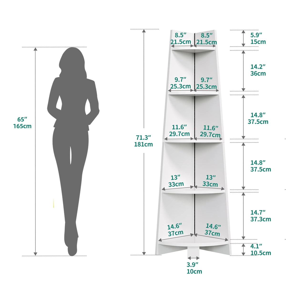 White 5 Tier Corner Shelf with Led Light C924607