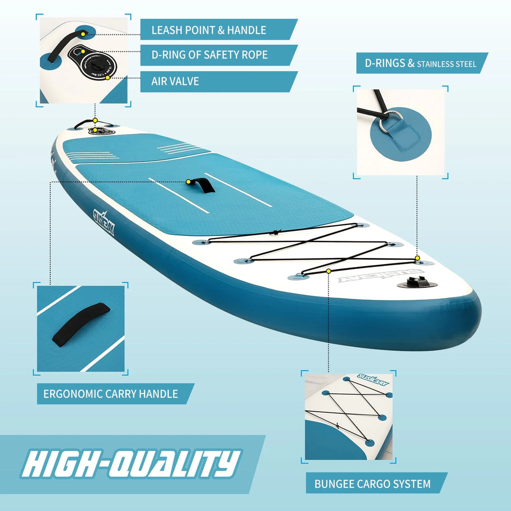 Inflatable Stand Up Paddle Board with Backpack, 10'6" 11ft Black Non-Slip Deck L188