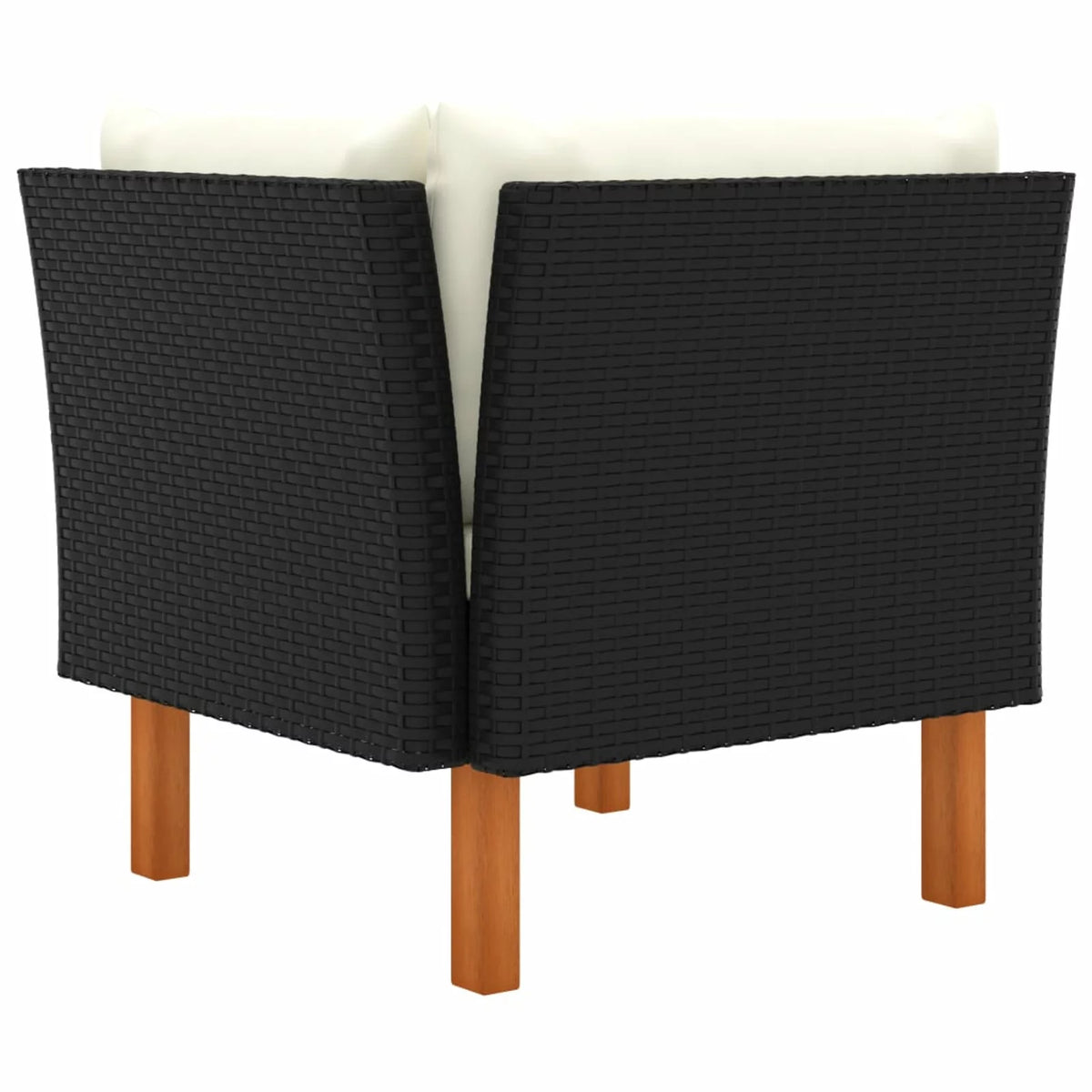 Cream White Black Poly Rattan Eucalyptus Wood Corner Sofa F177373