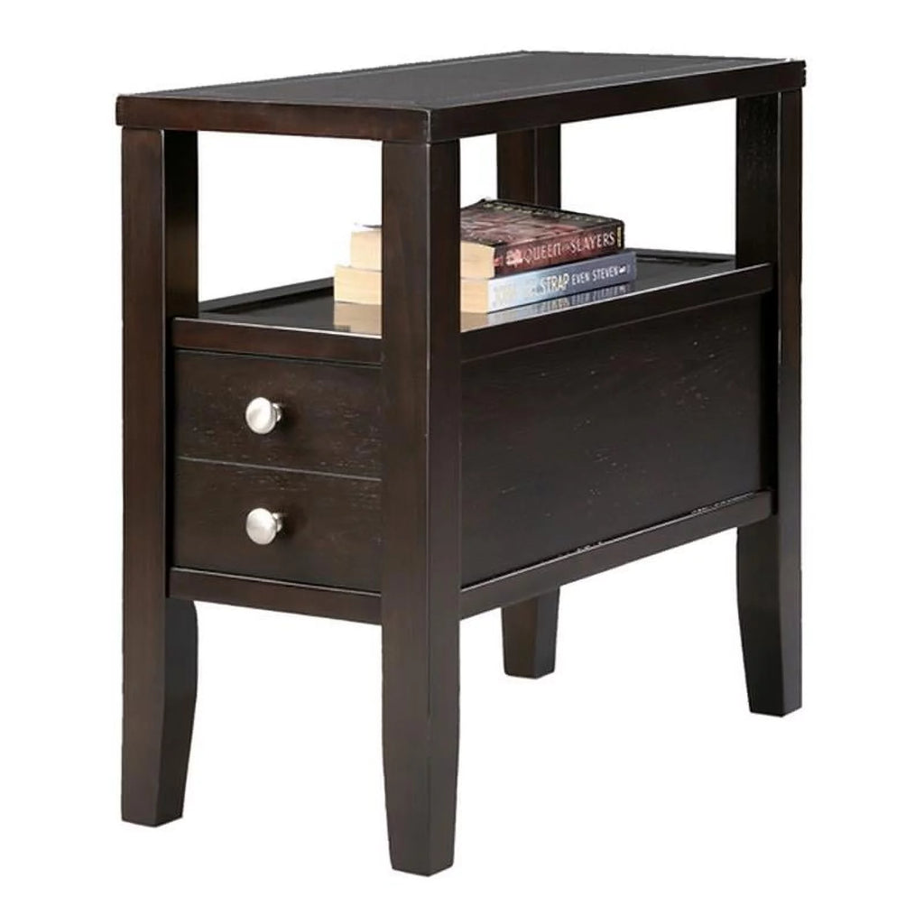 24" 2-drawer Wood End Table in Espresso S607920