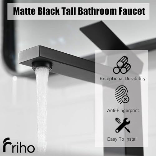 Single Handle Matte Black Tall Bathroom Vessel Sink Faucet F6027
