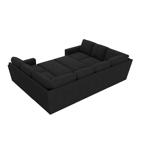 Beige Modular Sectional Sleeper Sofa Bed with Storage Ottoman T3923