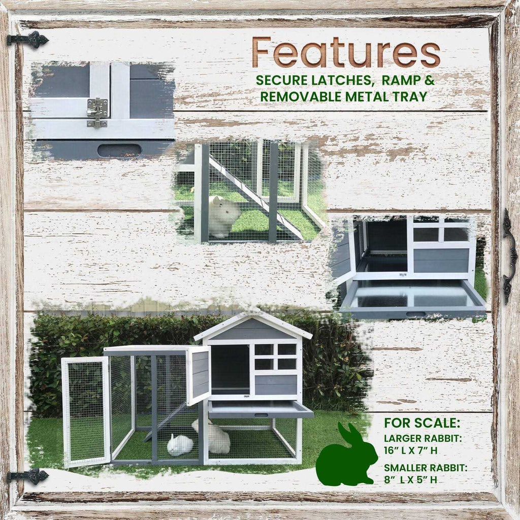 Wooden Elevated Rabbit Hutch with Ramp R5940