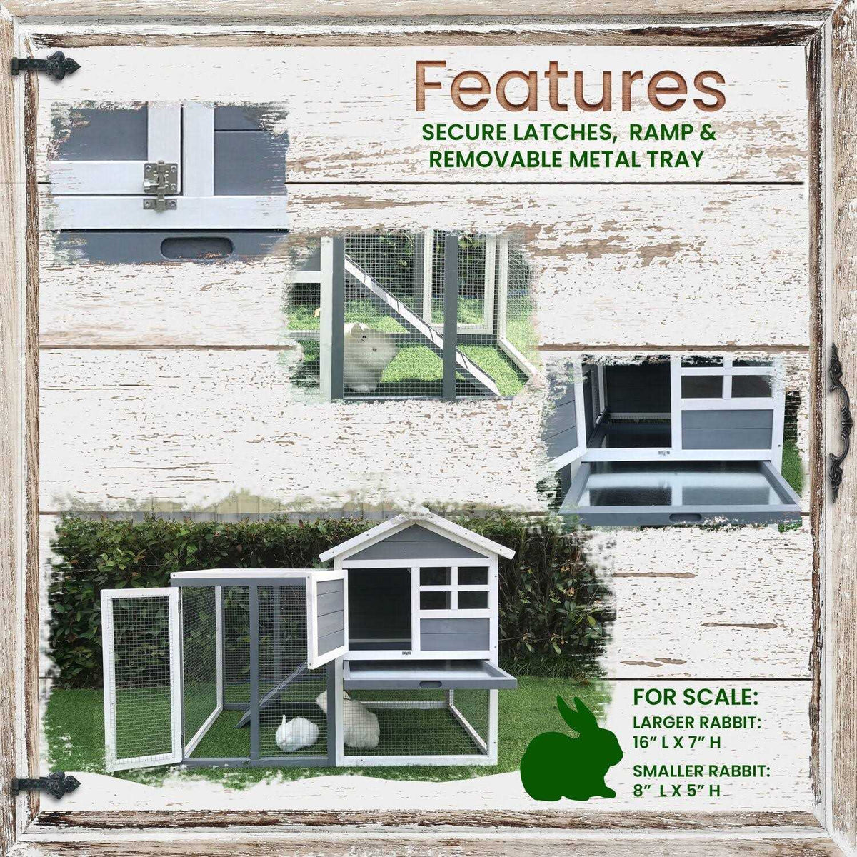 Wooden Elevated Rabbit Hutch with Ramp R5940